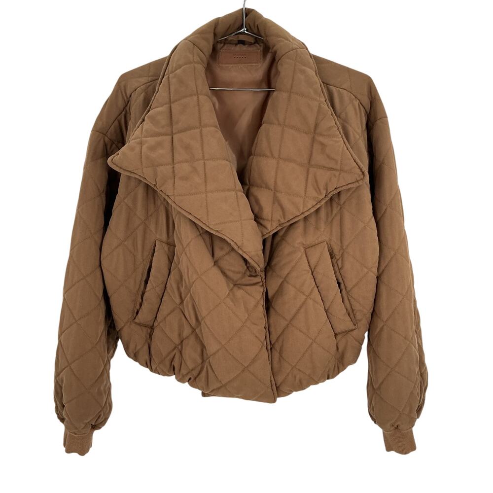 Blank Nyc Quilted Brown Shawl Collar Puffer Jacket Size M - Picture 2 of 4